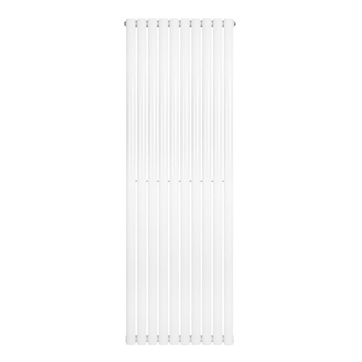 Oval enkelpelarradiator i vit färg, 1800 x 600 mm, med släta, vertikala linjer och en modern, minimalistisk design