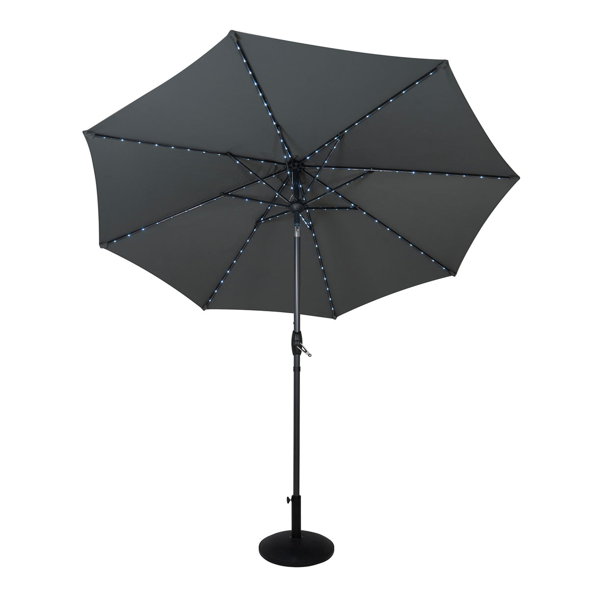 Lutbart LED-Parasoll 2,7 m med Fot – Grå