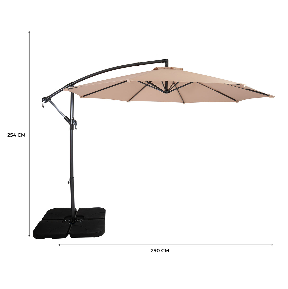 Hängparasoll 3 m med Fyrkantig Fot – Beige