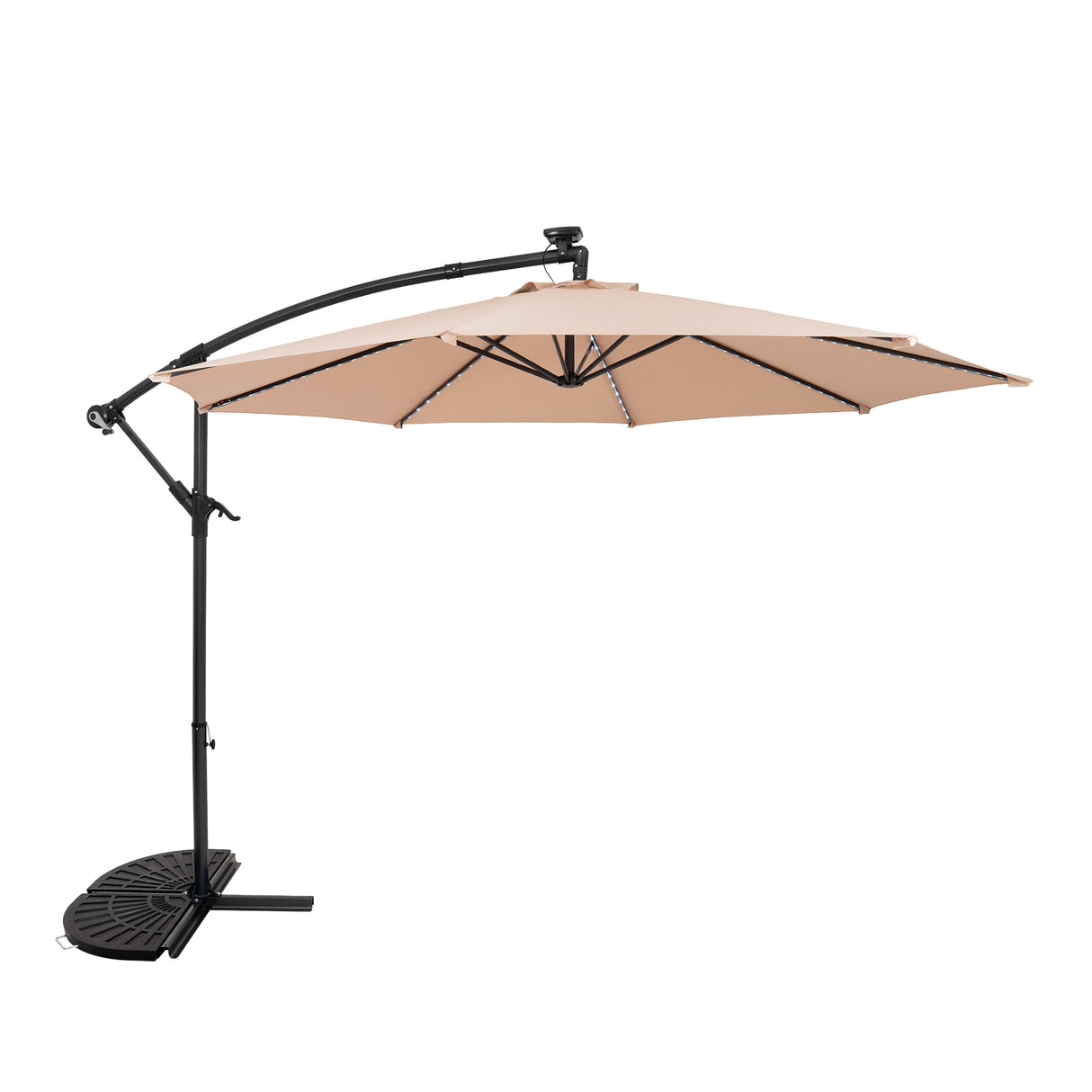LED Hängparasoll 3 m med Halv Solfjädersfot – Beige