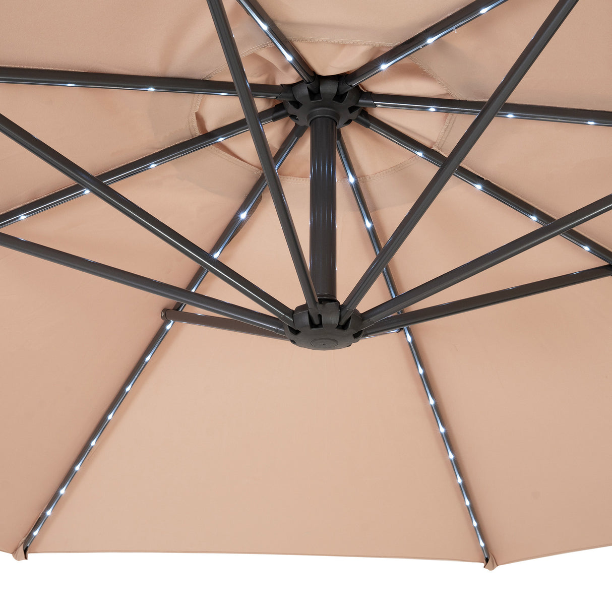 LED Hängparasoll 3 m med Halv Solfjädersfot – Beige
