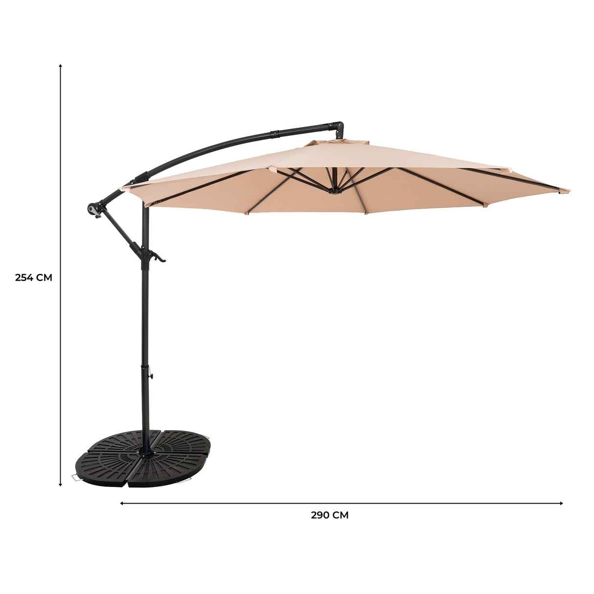 Hängparasoll 3 m med Solfjädersfot – Beige