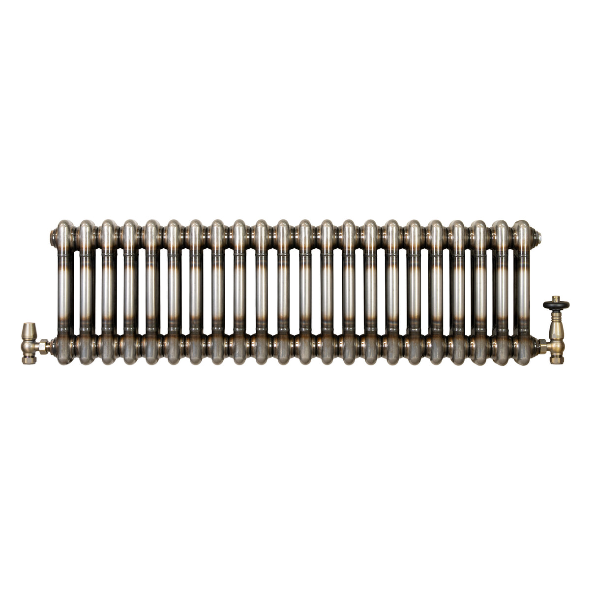 Traditionell 2-kolumnsradiator med ventiler – 300 x 1010 mm – Råmetall