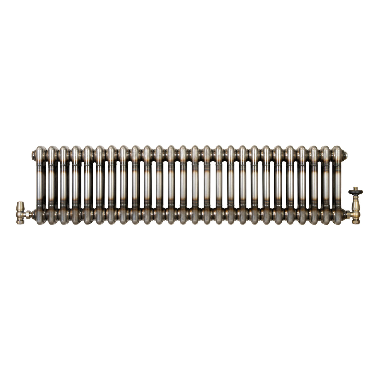 Traditionell 2-kolumnsradiator med ventiler – 300 x 1190 mm – Råmetall