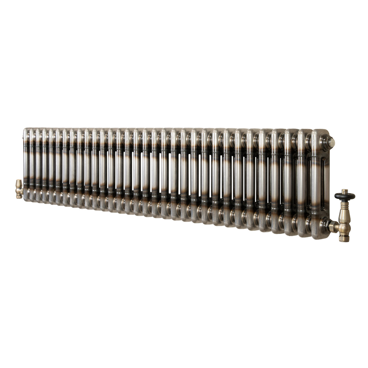 Traditionell 2-kolumnsradiator med ventiler – 300 x 1460 mm – Råmetall