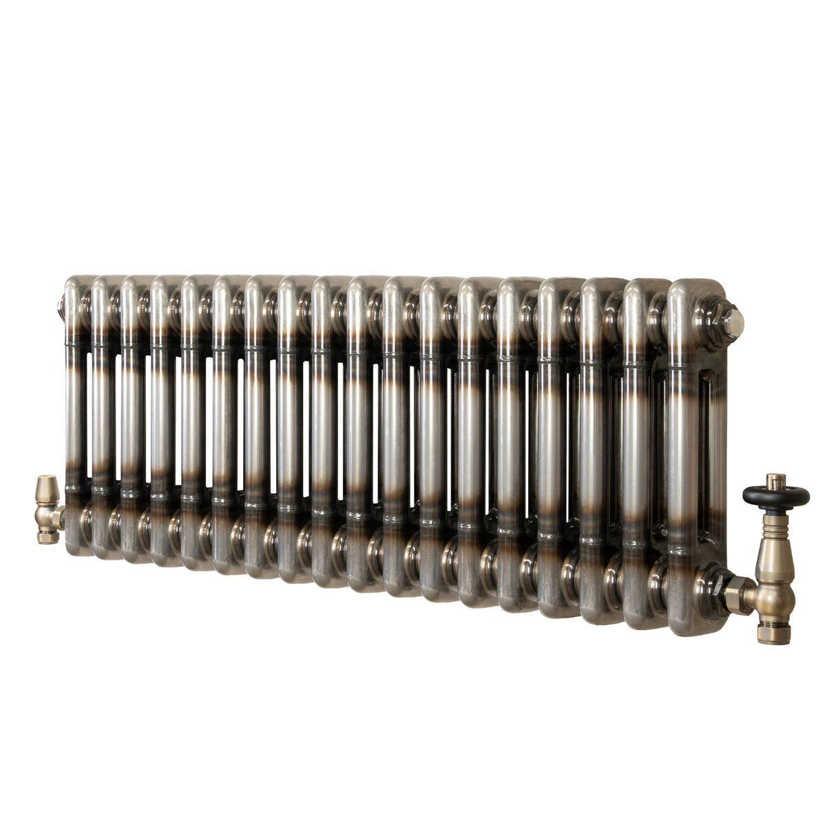 Traditionell 2-kolumnsradiator med ventiler – 600 x 830 mm – Råmetall