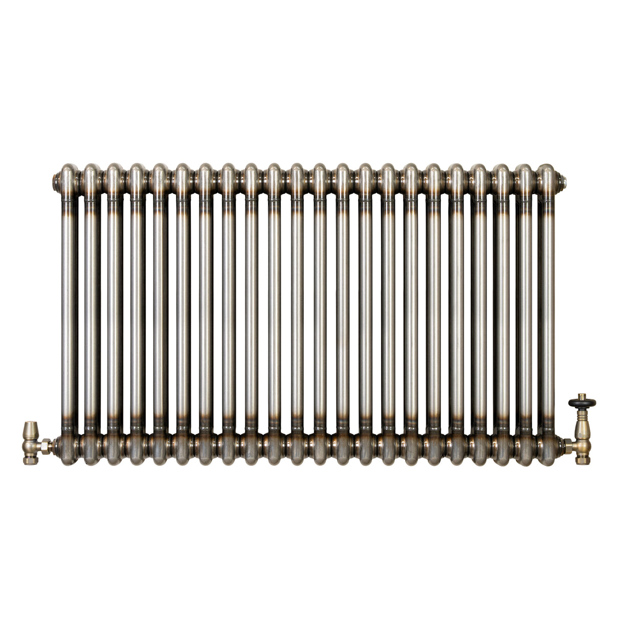 Traditionell 2-kolumnsradiator med ventiler – 600 x 1010 mm – Råmetall