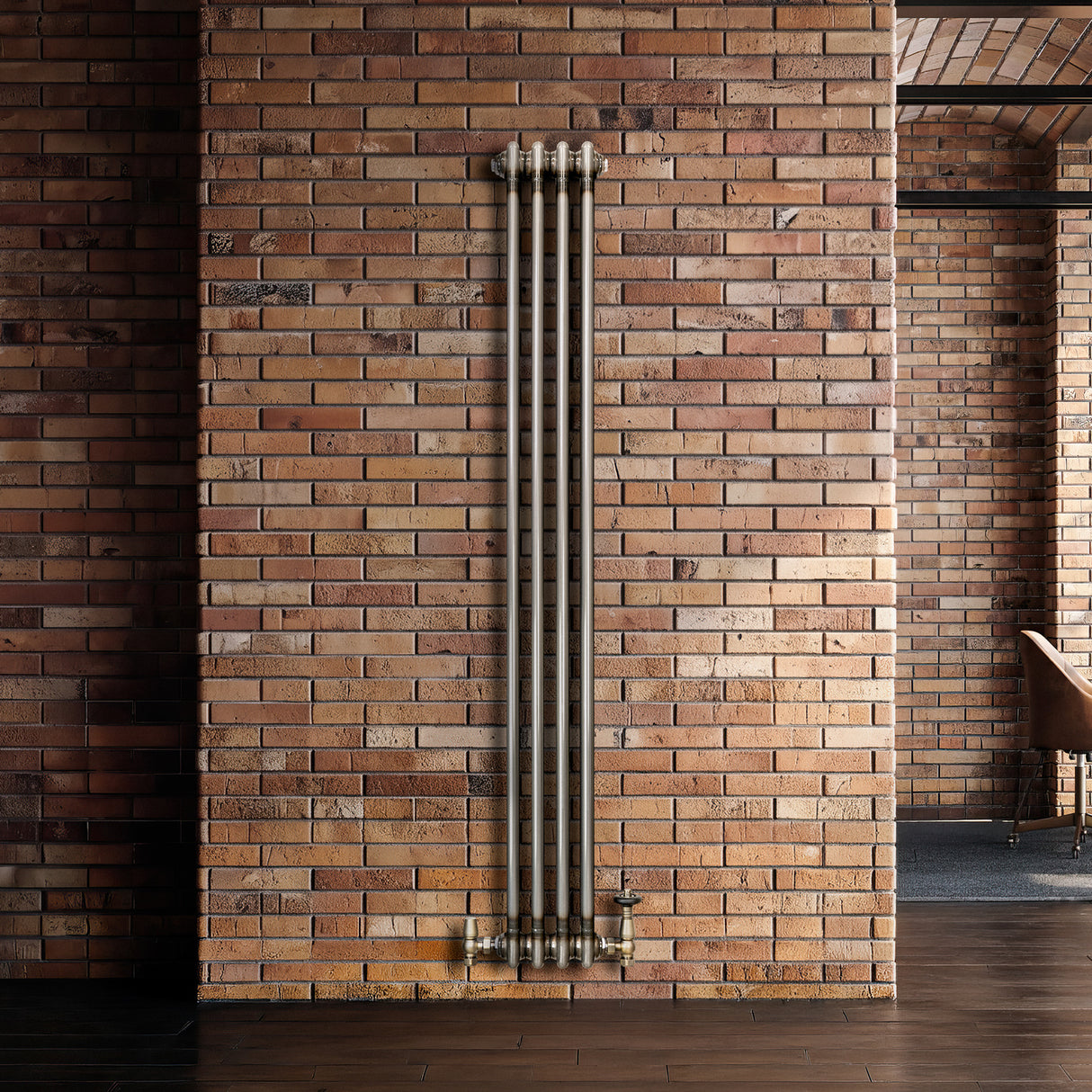 Traditionell 2-kolumnsradiator med ventiler – 1500 x 200 mm – Råmetall