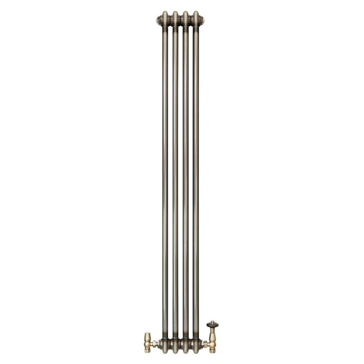 Traditionell 2-kolumnsradiator med ventiler – 1500 x 200 mm – Råmetall