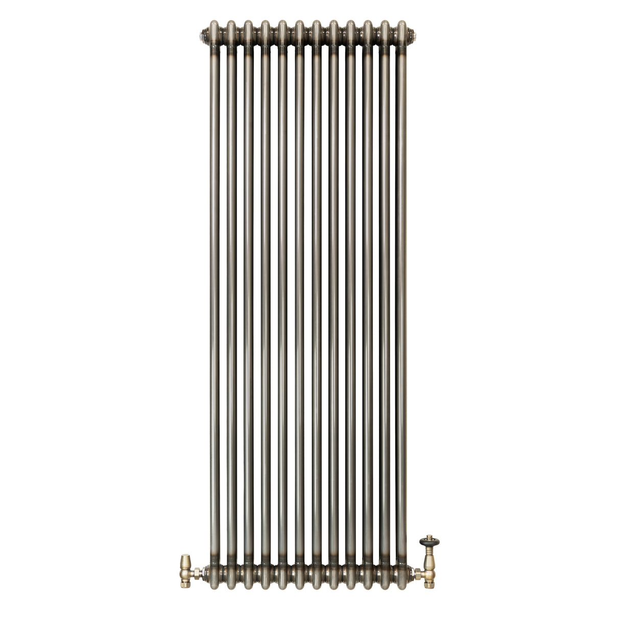 Traditionell 2-kolumnsradiator med ventiler – 1500 x 560 mm – Råmetall