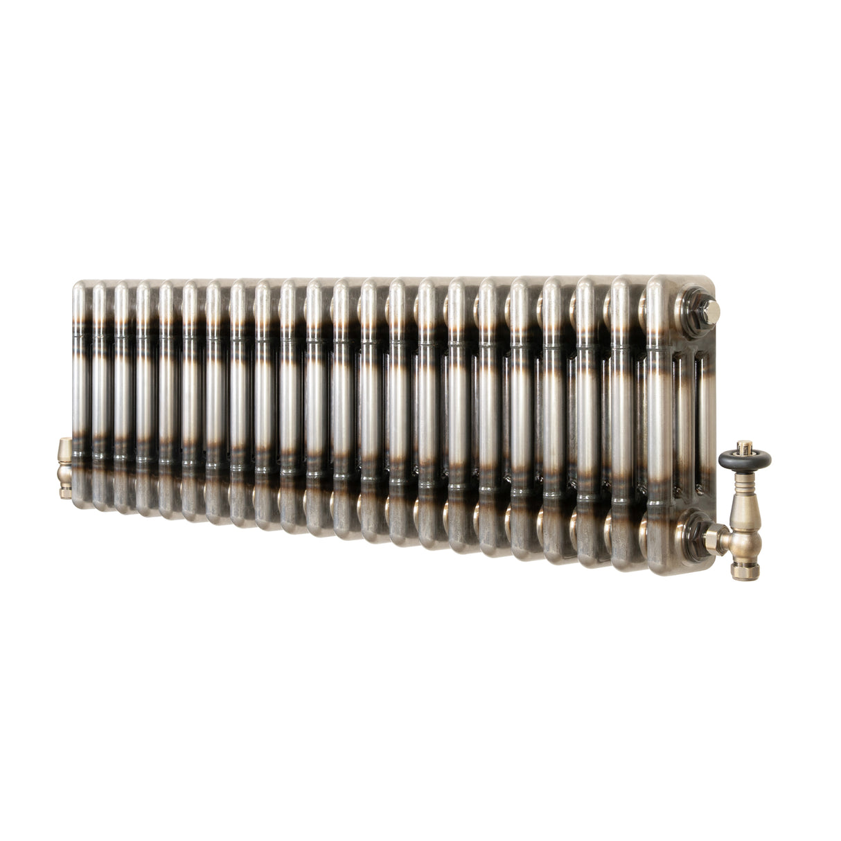 Traditionell 3-kolumnsradiator med ventiler – 300 x 1010 mm – Råmetall