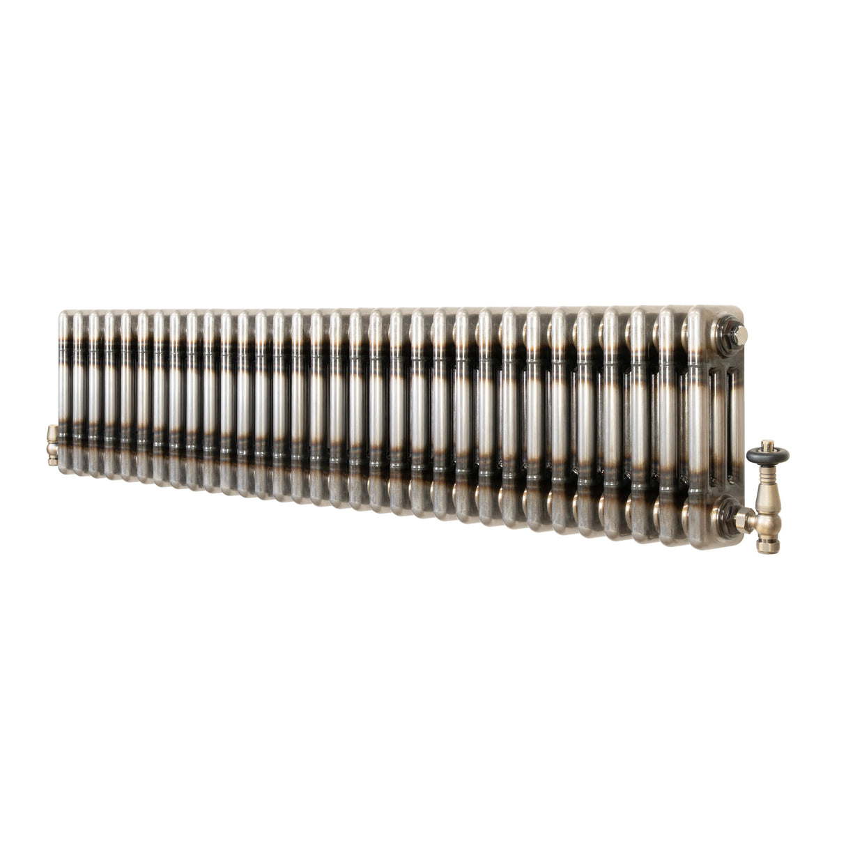 Traditionell 3-kolumnsradiator med ventiler – 300 x 1460 mm – Råmetall