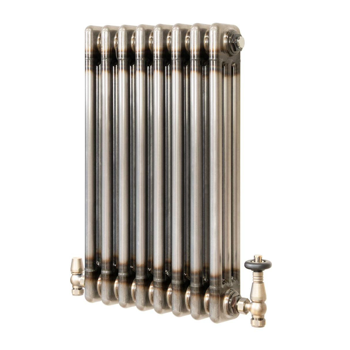 Traditionell 3-kolumnsradiator med ventiler – 600 x 425 mm – Råmetall