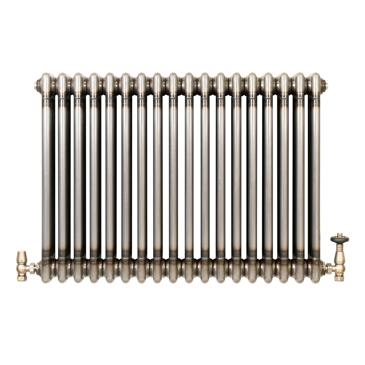 Traditionell 3-kolumnsradiator med ventiler – 600 x 830 mm – Råmetall