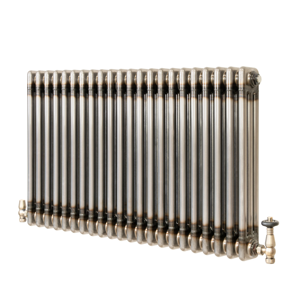 Traditionell 3-kolumnsradiator med ventiler – 600 x 1010 mm – Råmetall