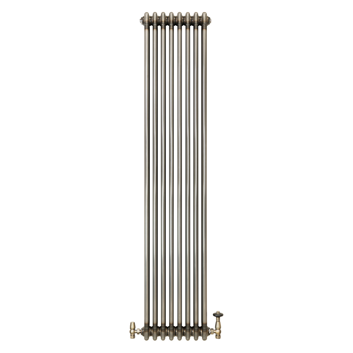 Traditionell 3-kolumnsradiator med ventiler – 1800 x 380 mm – Råmetall