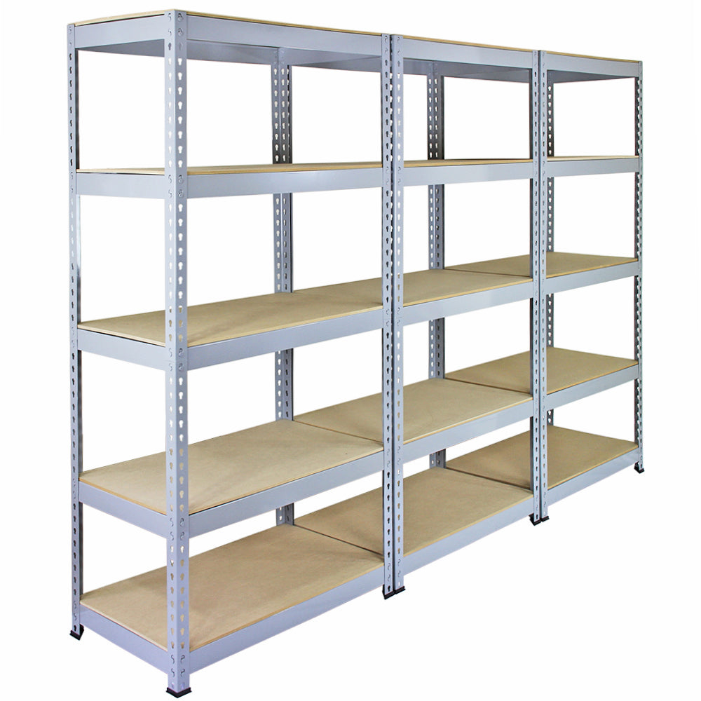 3 x Q-Rax metallhyllor 90 x 50 x 180 cm grå