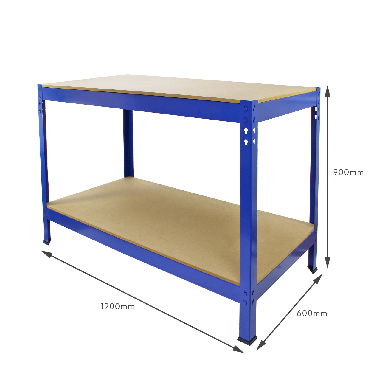 Monster Racking 2 x T-Rax 90cm Blå Arbetsbänk / Förvaringshylla i Metall