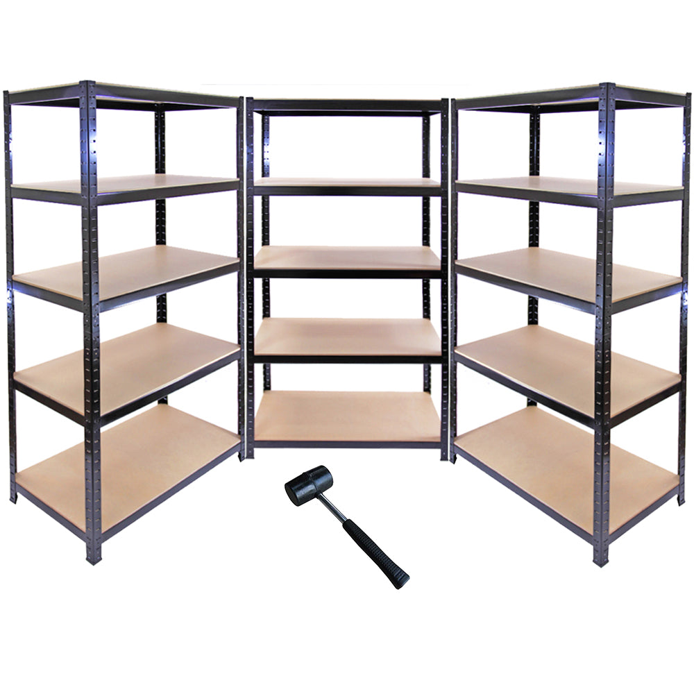 Monsterställ T-Rax Lager- & Garagehyllor, Svart, 90 cm B, 45 cm D, set om 10