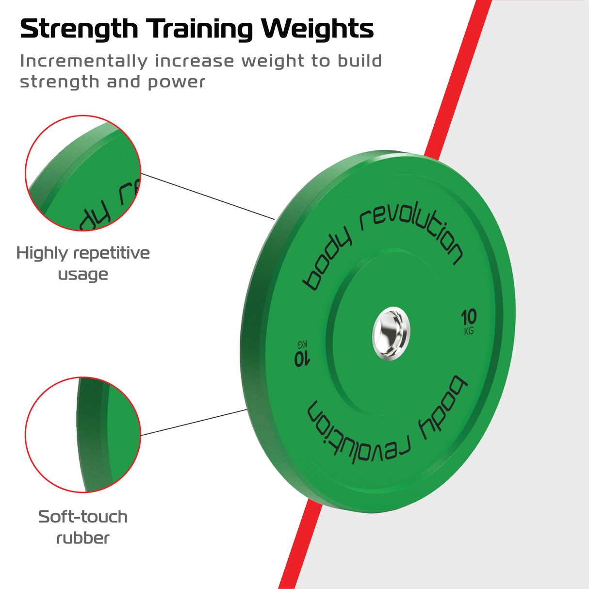 Body Revolution 2 x 10 kg Olympiska Bumpervikter – Grön