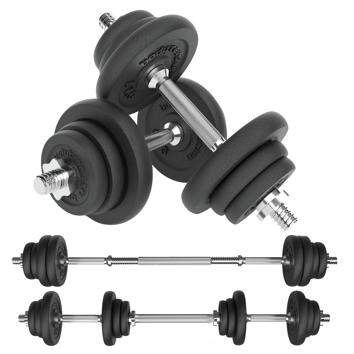 Body Revolution Gjutjärns Hantelset 15 kg - 50 kg