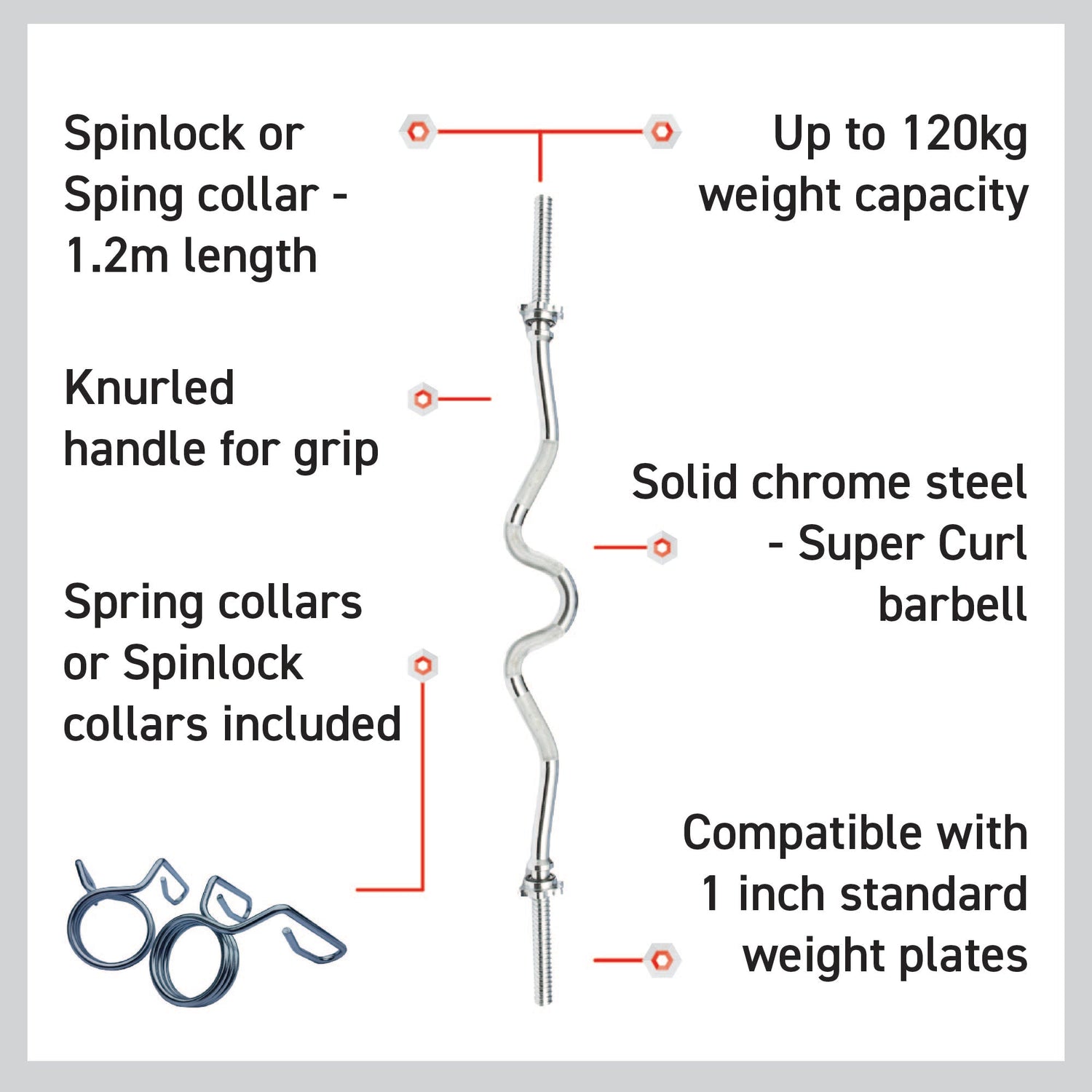 Body Revolution EZ 1" Super Curl Skivstång - 1,2m