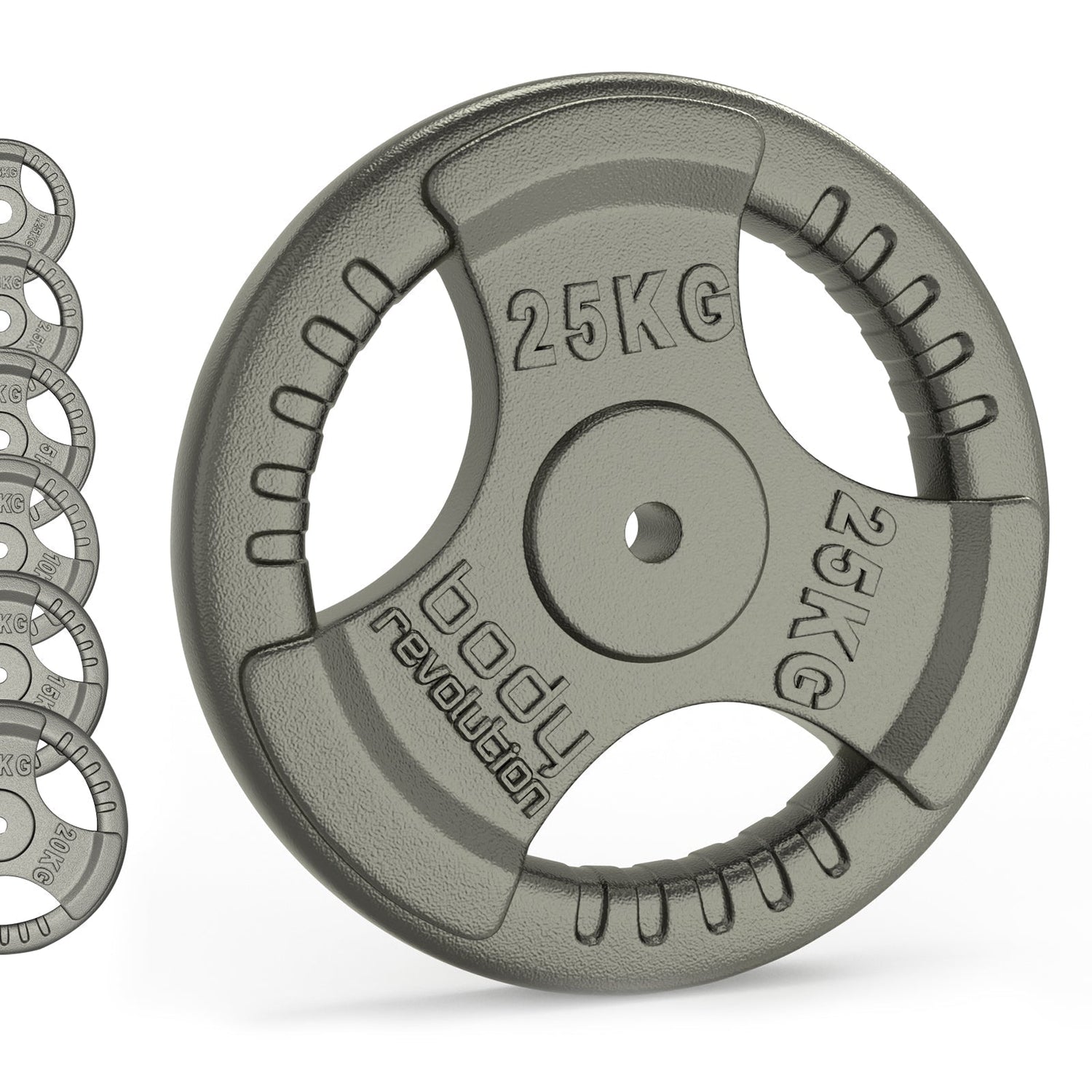 Viktskivor i gjutjärn - 1" standard tri-grepps par (1.25 - 25 kg)