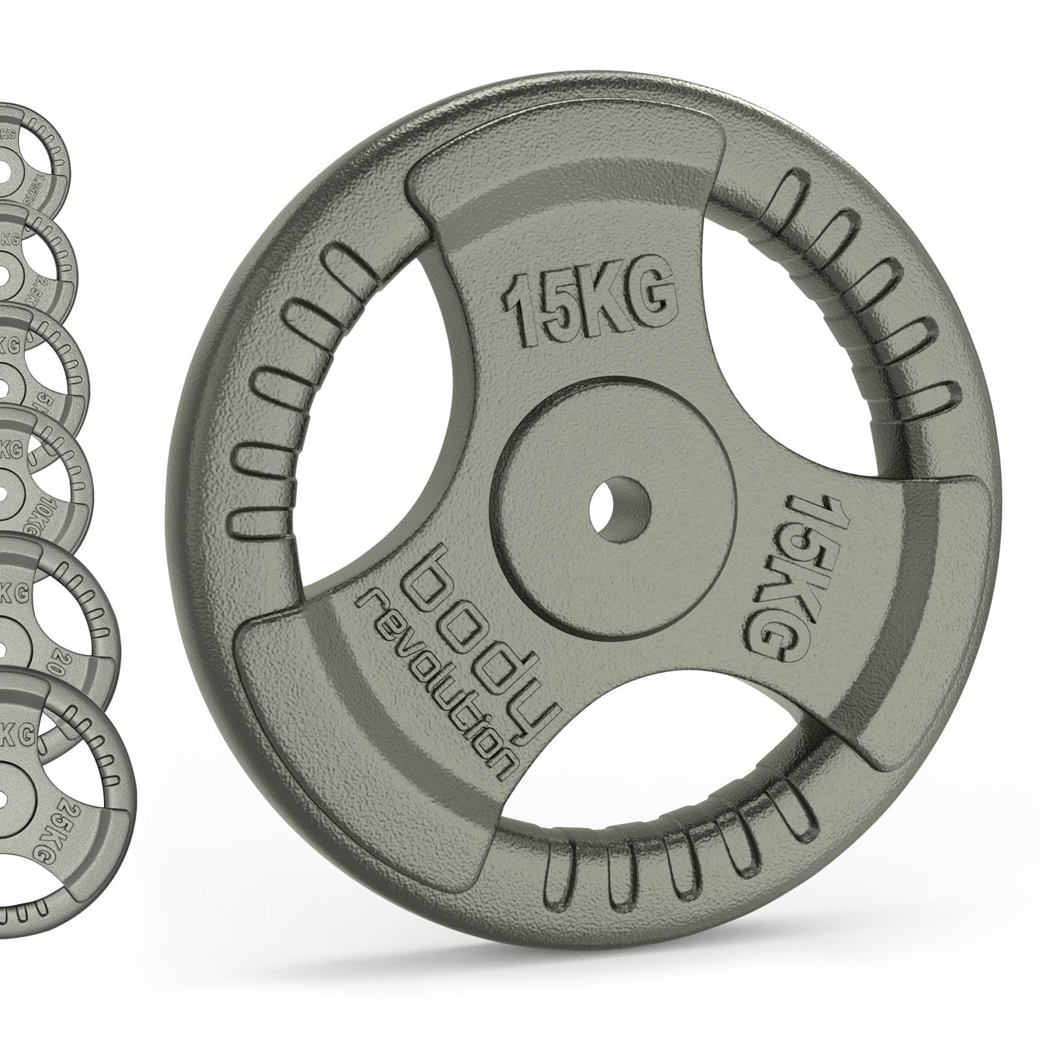 Viktskivor i gjutjärn - 1" standard tri-grepp par (1,25 - 25 kg)