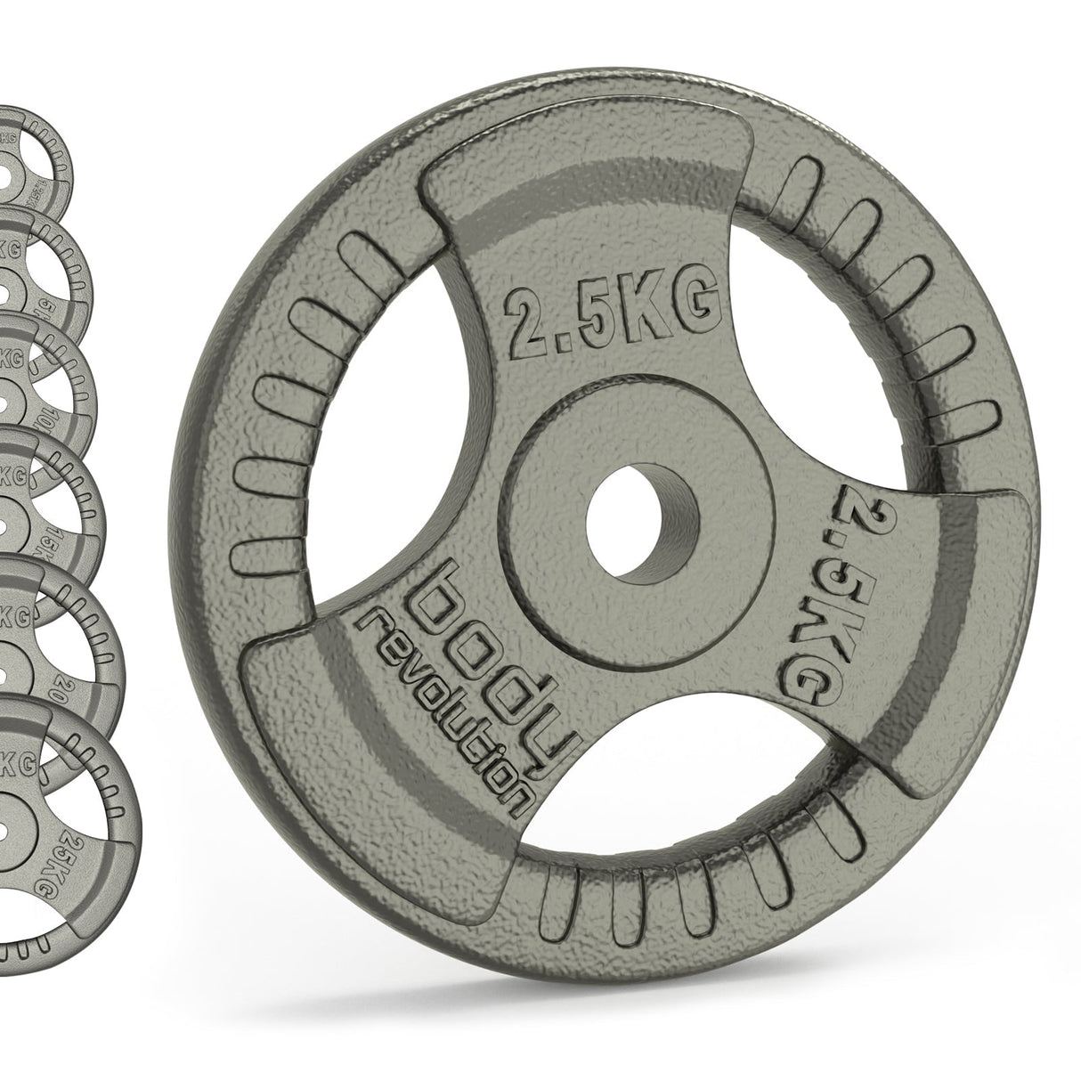 Viktskivor i gjutjärn - 1" Standard Tri Grip Par (1,25 - 25 kg)