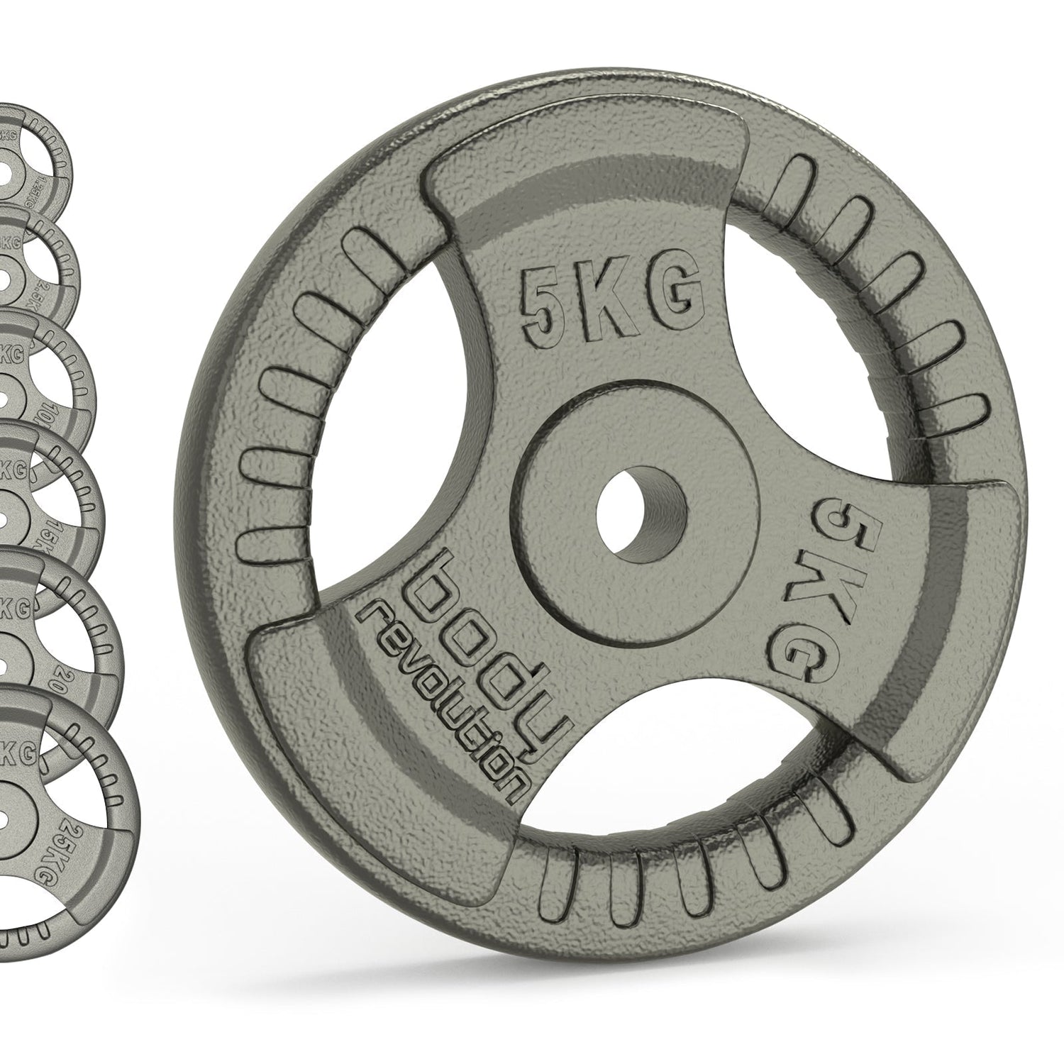 Viktskivor i gjutjärn - 1" Standard Tri Grip Par (1,25 - 25 kg)