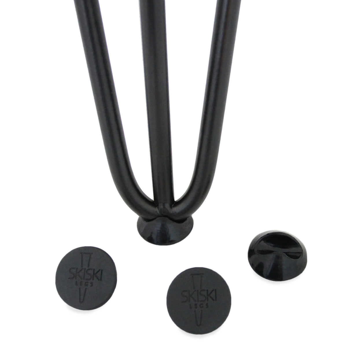 Svarta hårnålsben i metall, 30 cm långa, med tre stänger och 12 mm diameter, perfekt för stabila möbelben