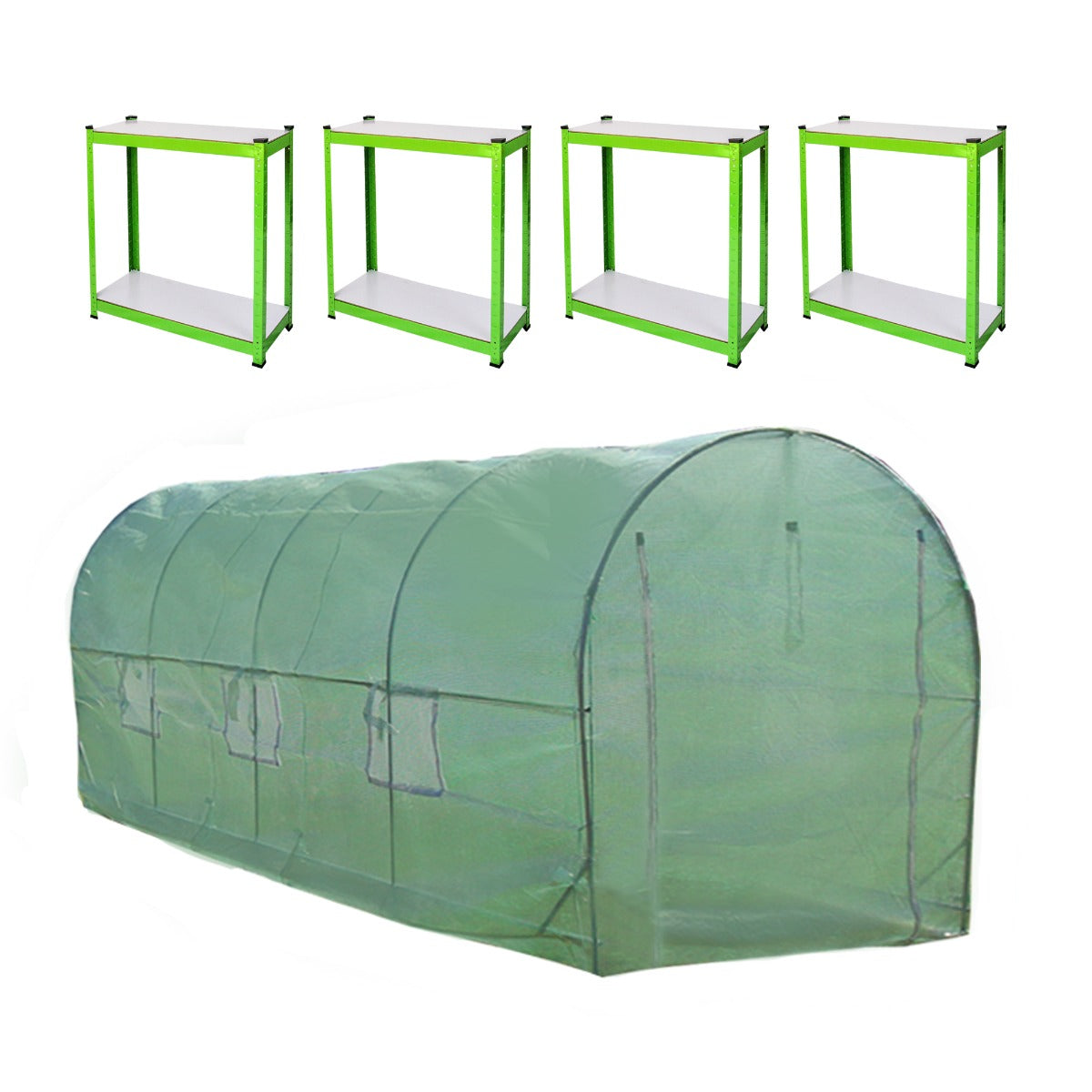 19mm 5m x 2m Tunnelväxthus med 2 Växthushyllor