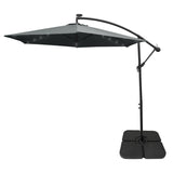 Grå 3m LED Cantilever Parasoll med Fyrkantig Bas