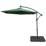 Grönt 3m LED Cantilever Parasoll med Fyrkantig Bas