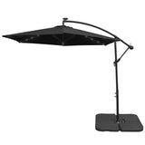 Svart 3m LED Cantilever Parasoll med Fyrkantig Bas