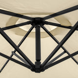 Gräddvitt 3m LED Cantilever Parasoll med Solfjäderformad Bas