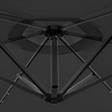 Grå 3m LED Cantilever Parasoll med Solfjäderformad Bas