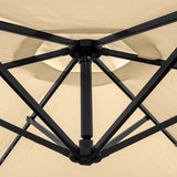 Beige 3m LED Cantilever Parasoll med Fyrkantig Bas