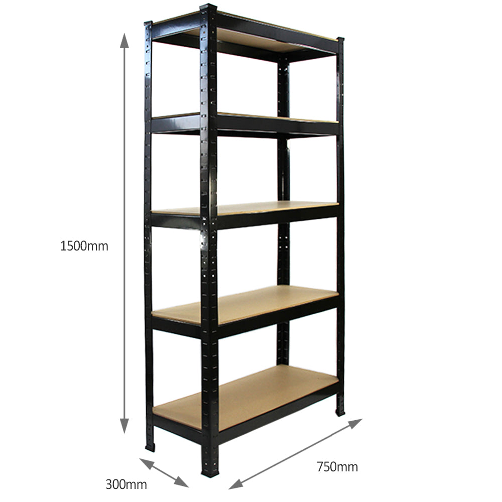 Monster Racking T-Rax Robusta Hyllor, Svart, 75 cm B, 30 cm D, Set om 2