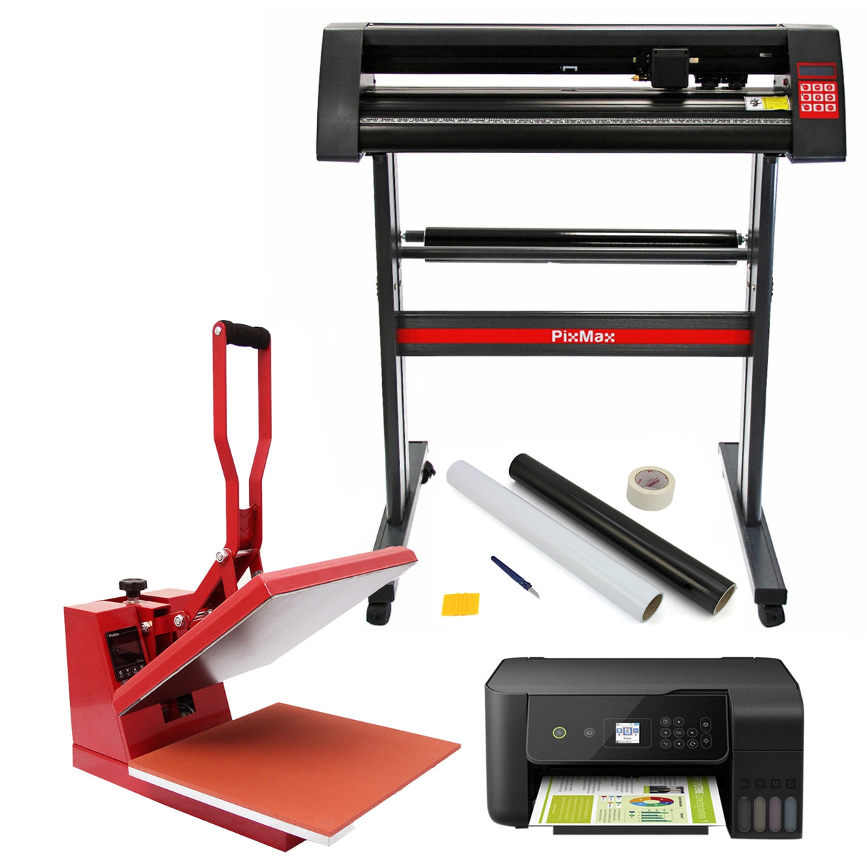 PixMax 38cm Värmepress, Skärplotter, Skrivare, Rensnings-kit