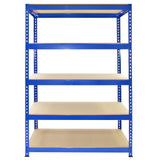 2 x T-RAX hyllenheter i blå metall 75 cm x 150 cm x 30 cm med gratis ihopkopplingsfästen
