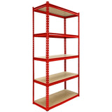 Monster Racking Z-Rax Hörnhylla & 4 x 90 cm Garageförvaringshyllor, Röd