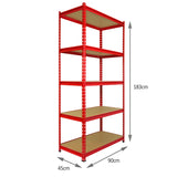 Monster Racking Z-Rax Hörnhylla & 4 x 90 cm Garageförvaringshyllor, Röd