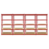 Monster Racking Z-Rax Hörnhylla & 4 x 90 cm Garageförvaringshyllor, Röd
