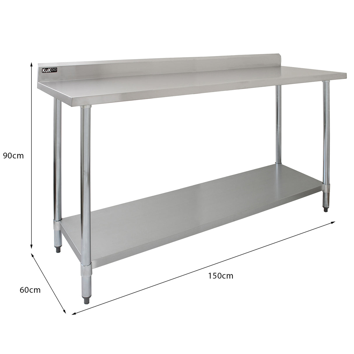 150 cm Cateringbänk med Dubbla Överhyllor