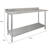 150 cm Cateringbänk med Dubbla Överhyllor