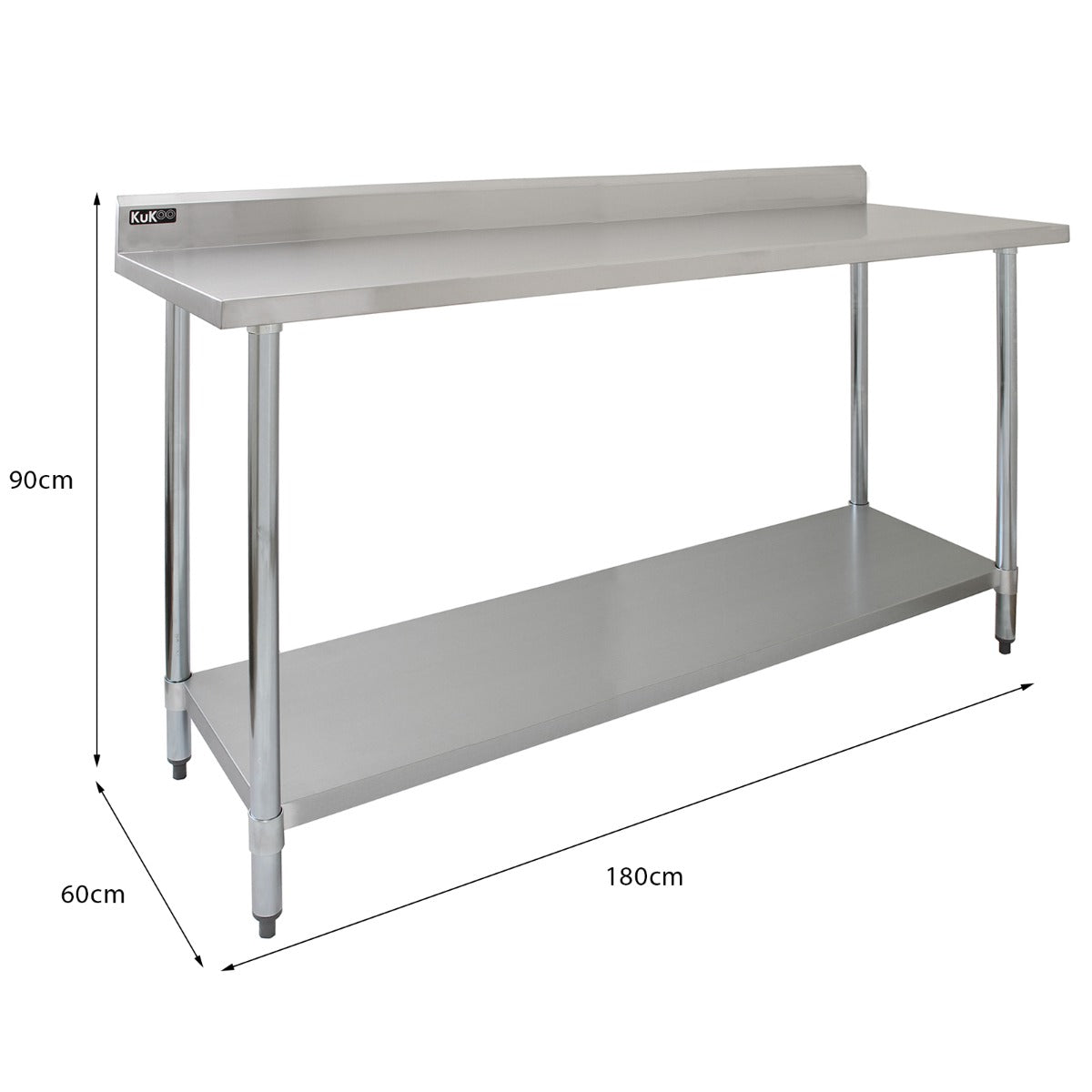 Kommersiellt cateringbord i rostfritt stål - 182cm brett