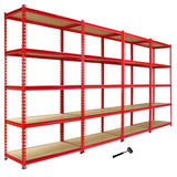Monster Racking Z-Rax Hörnhylla & 4 x 90 cm Garageförvaringshyllor, Röd
