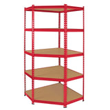 Monster Racking Z-Rax Hörnhylla & 4 x 90 cm Garageförvaringshyllor, Röd