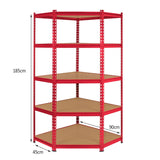 Monster Racking Z-Rax Hörnhylla & 4 x 90 cm Garageförvaringshyllor, Röd